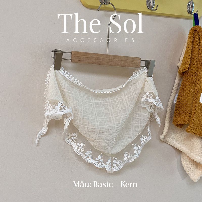 Khăn Trùm Đầu Basic Trơn - Vải Lụa Viền Ren