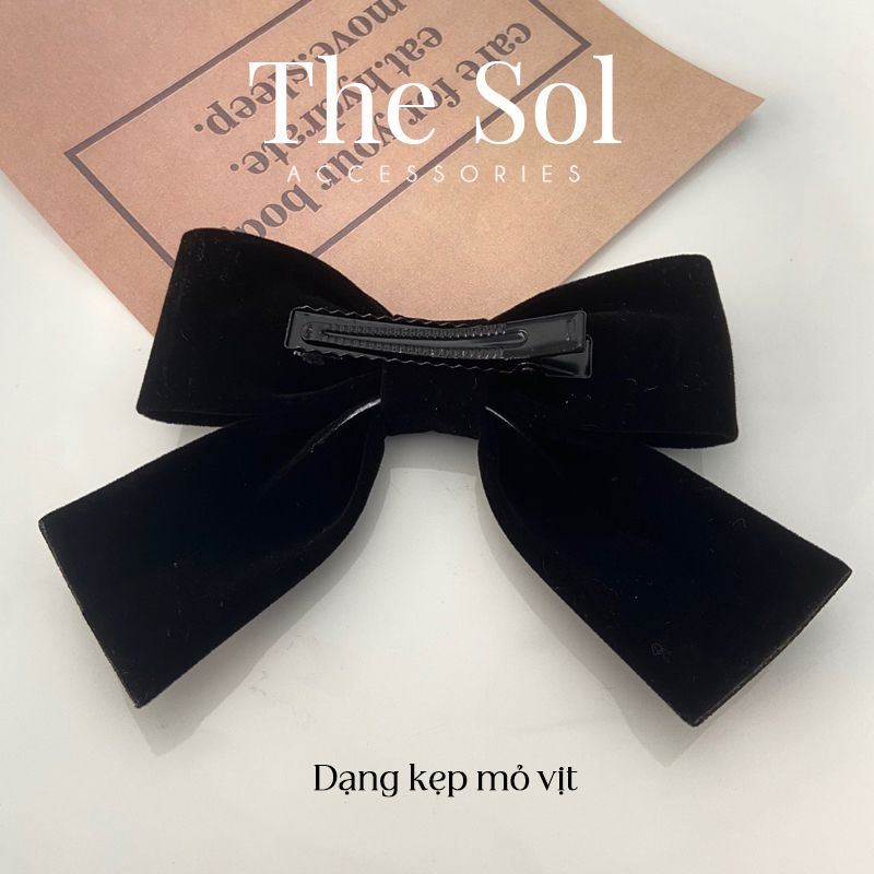 Kẹp Tóc Hàn Quốc Velvet Bow Jisoo - 1 Chiếc