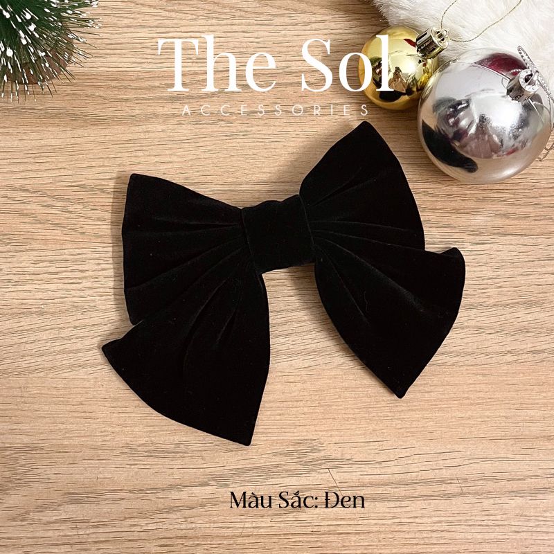 Kẹp Tóc Hàn Quốc Velvet Bow - Kẹp Bấm