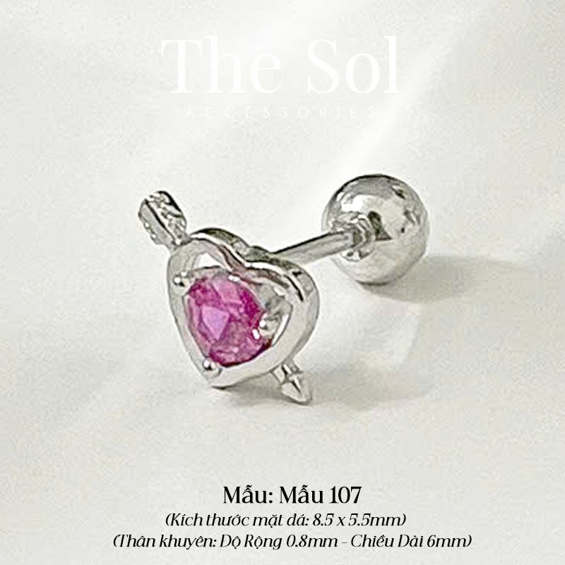 Khuyên Tai Thép Xi Mạ Mini Pinky Lover - Mẫu 107