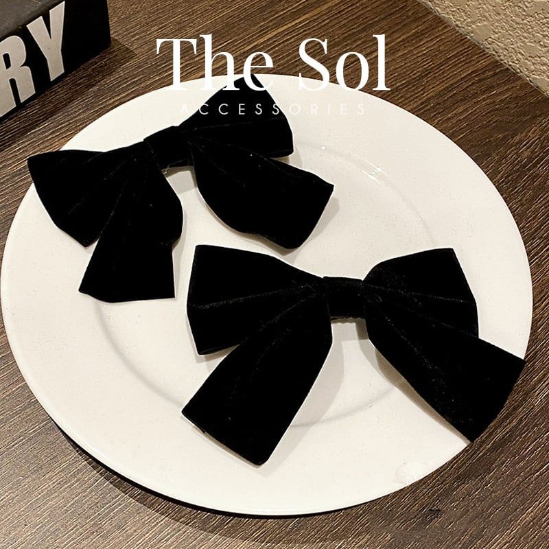 Kẹp Tóc Hàn Quốc Velvet Bow Jisoo - 1 Chiếc