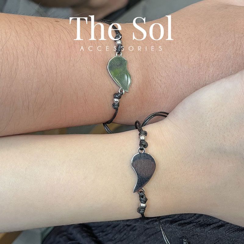 Lắc Tay Titan Couple Silver Heart - Dây Sáp