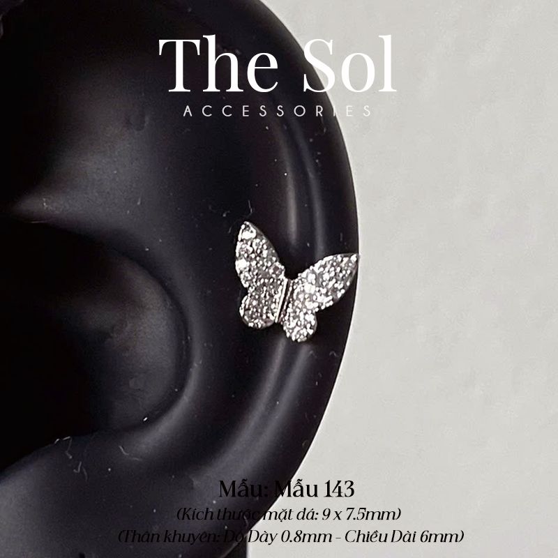 Khuyên Tai Thép Xi Mạ Dia Butterfly - Mẫu 143