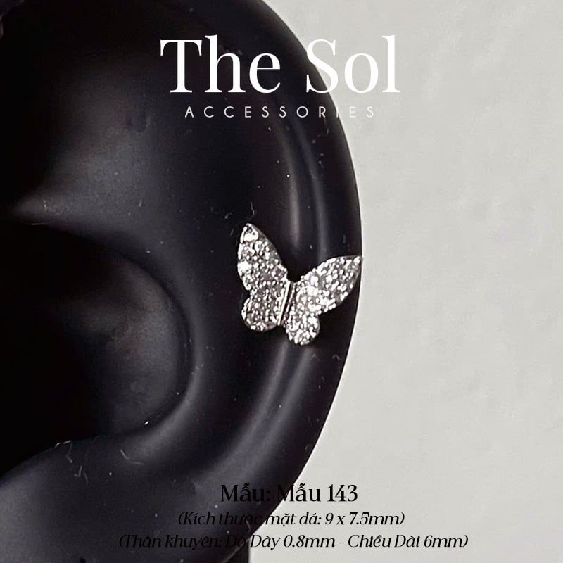 Khuyên Tai Thép Xi Mạ Dia Butterfly - Mẫu 143