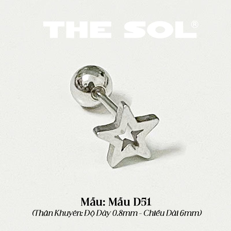 Khuyên Tai Titan Mini Hollow Star - Mẫu D51