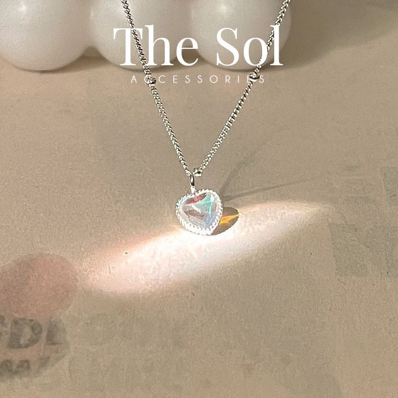 Dây Chuyền Bạc Opal Heart