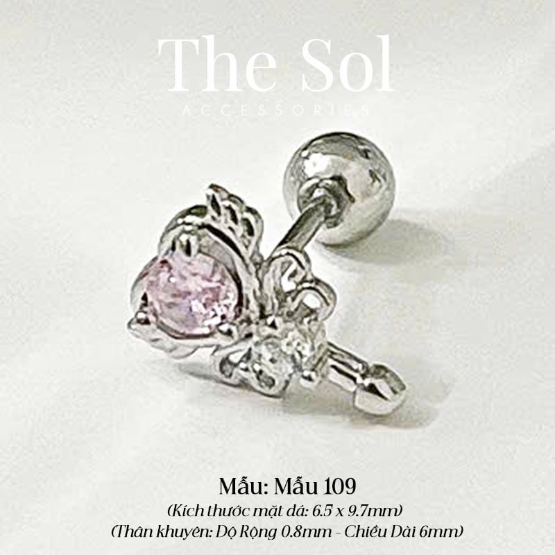 Khuyên Tai Thép Xi Mạ Pinky Dia Scepter - Mẫu 109