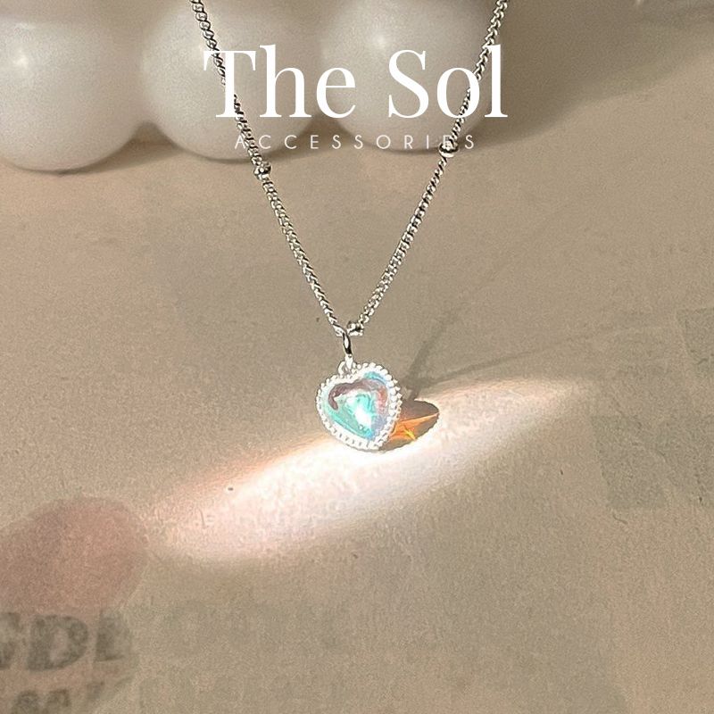Dây Chuyền Bạc Opal Heart
