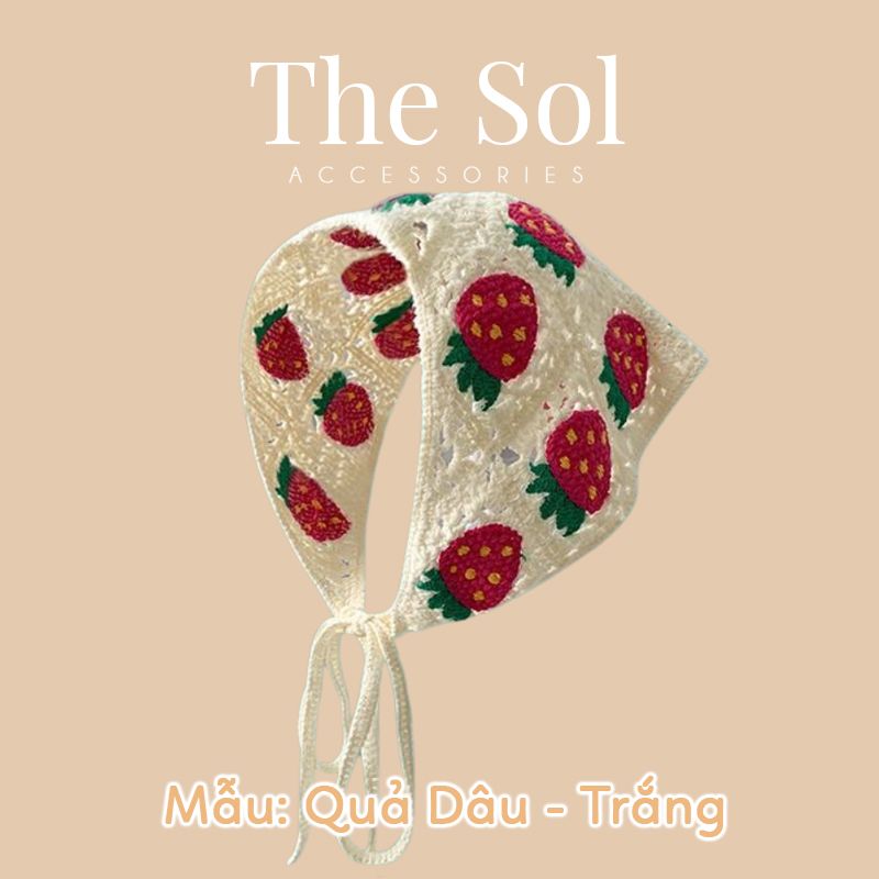 Khăn Trùm Đầu Hàn Quốc The Strawberry - Vải Len