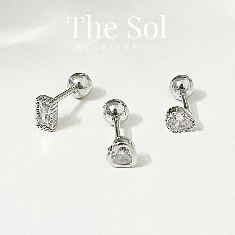 Khuyên Tai Thép Xi Mạ Dia Mini Heart - Mẫu 114
