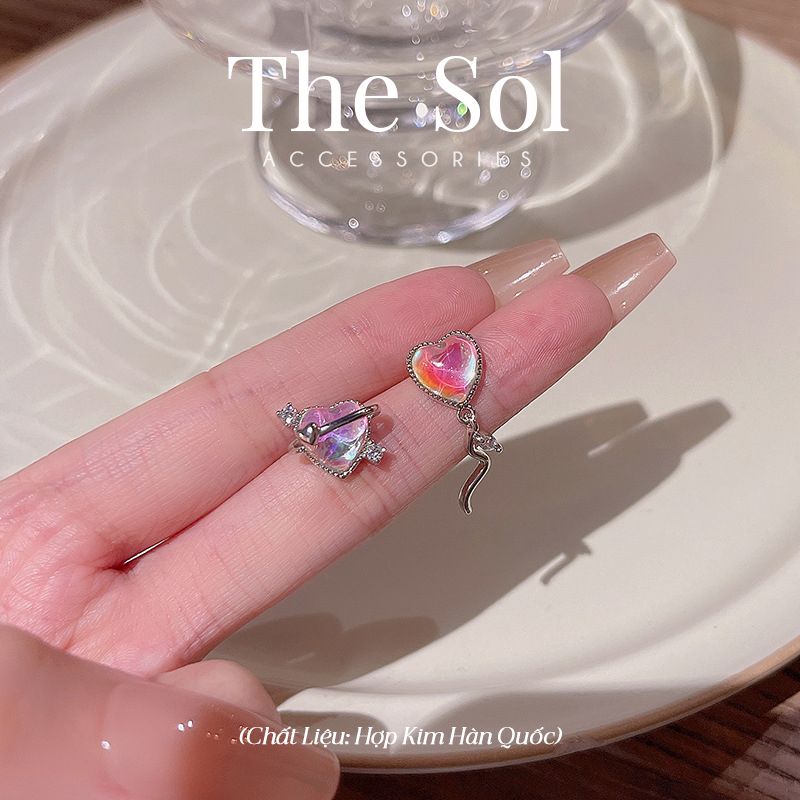 Bông Tai Hàn Quốc Opal Heart