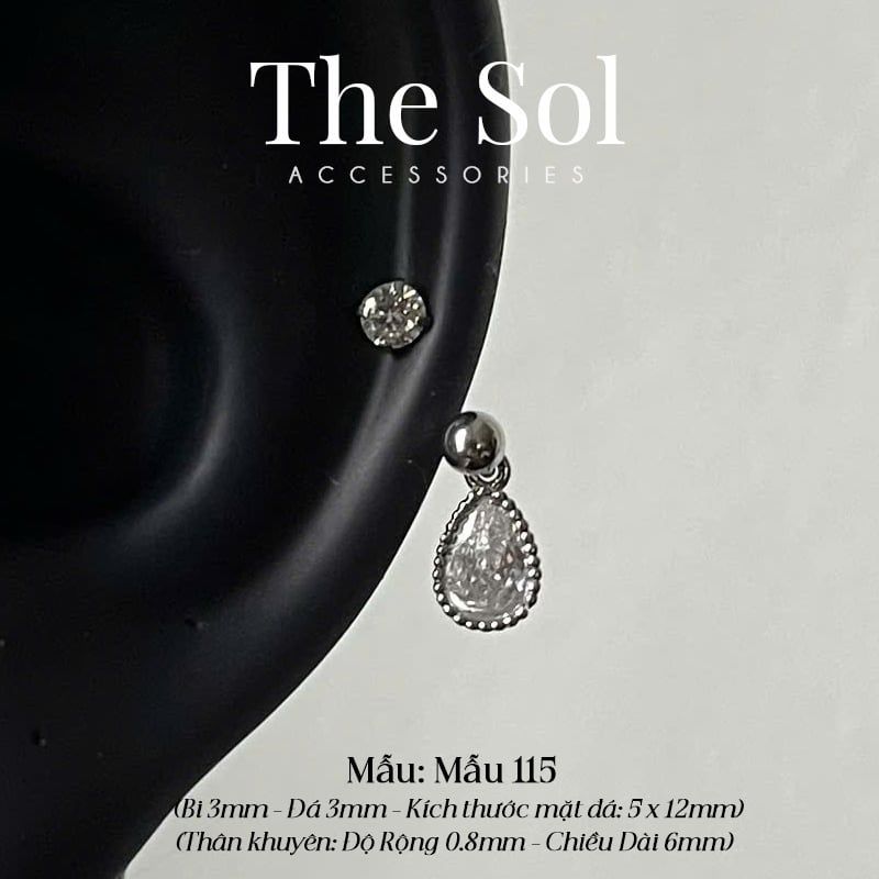 Khuyên Tai Thép Xi Mạ Unisex Dia Septum - Mẫu 115