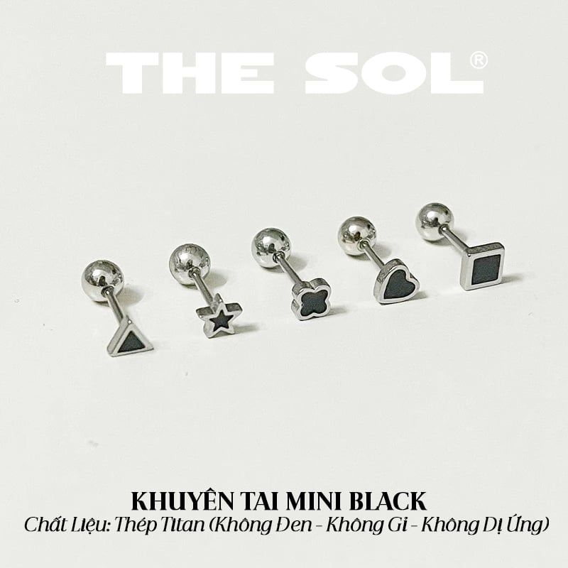 Khuyên Tai Thép Titan Mini Black