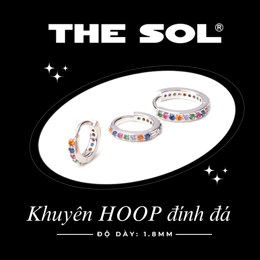 Khuyên Tai Thép Xi Mạ Khuyên Tròn Đính Đá 1.8mm - Mẫu 100