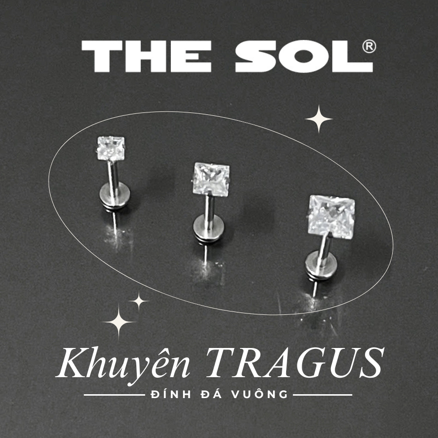 Khuyên Tai Titan Unisex TRAGUS - Vuông