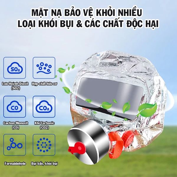 MẶT NẠ CHỐNG KHÓI PCCC TZL30 TRÙM ĐẦU LỌC KHÓI 97% - MẶT NẠ THOÁT HIỂM PHÒNG NGẠT KHÓI