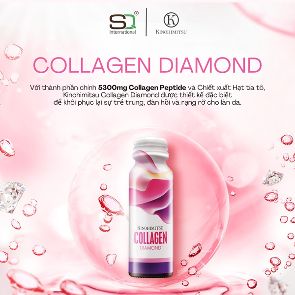  Nước uống chống lão hóa và sáng da Kinohimitsu Collagen Diamond 5300 (Hộp 10 chai) 