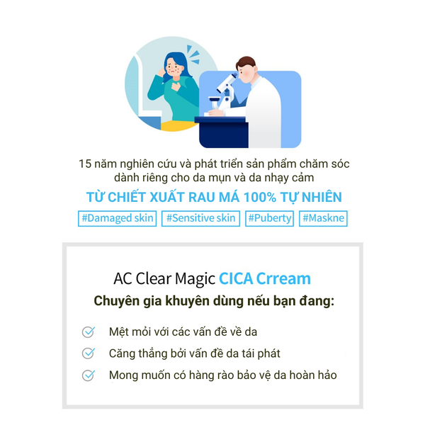  Kem dưỡng da mụn AC Clear Magic Cica Cream (60ml) 