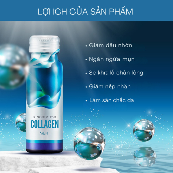  Nước uống đẹp da cho nam Kinohimitsu Collagen Men (Hộp 10 chai) 