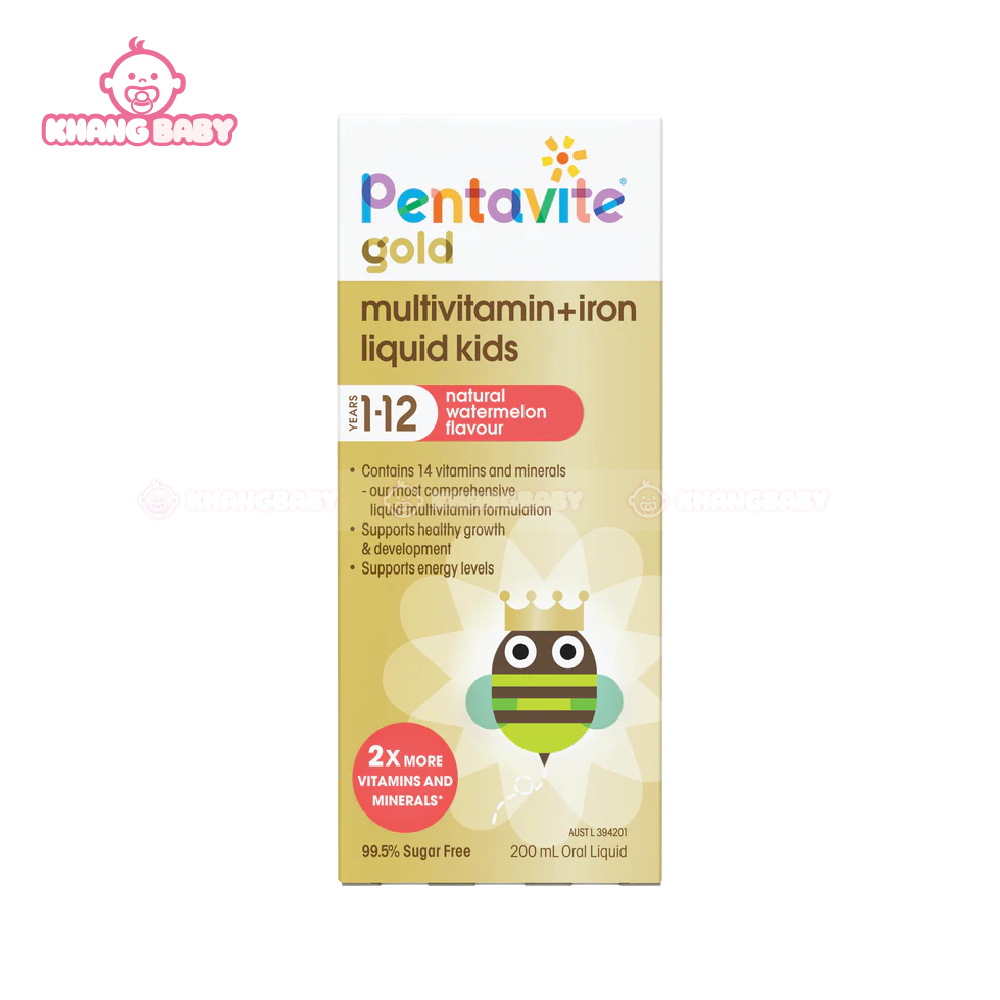 Siro vitamin tổng hợp kèm sắt Pentavite Gold Úc 200ml 1Y+