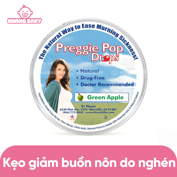 Kẹo ngậm giảm nghén Preggie Pop Drops Plus Mỹ 21 viên