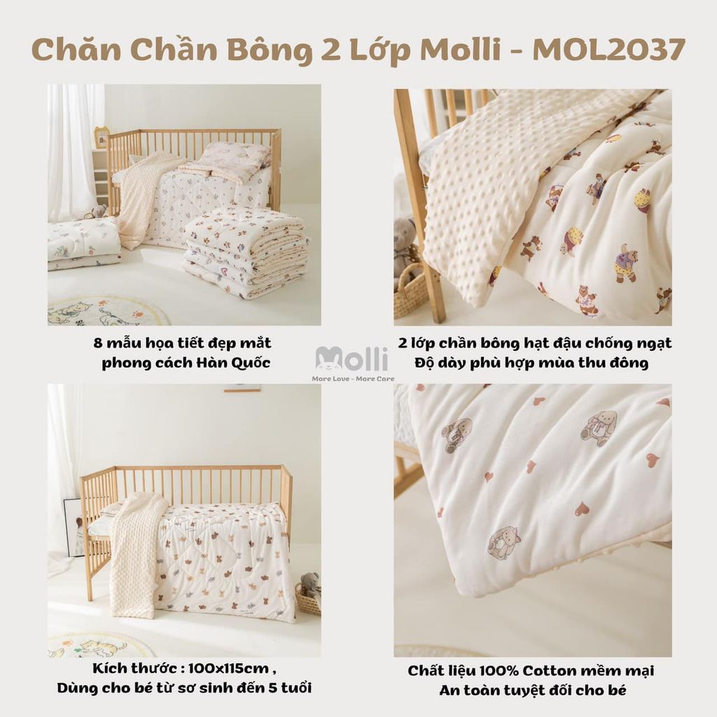 Chăn bông 2 lớp hạt đậu Molli