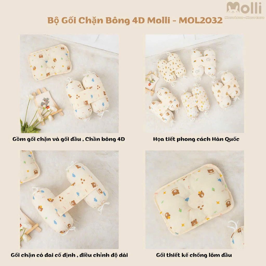 Bộ gối chặn bông Molli