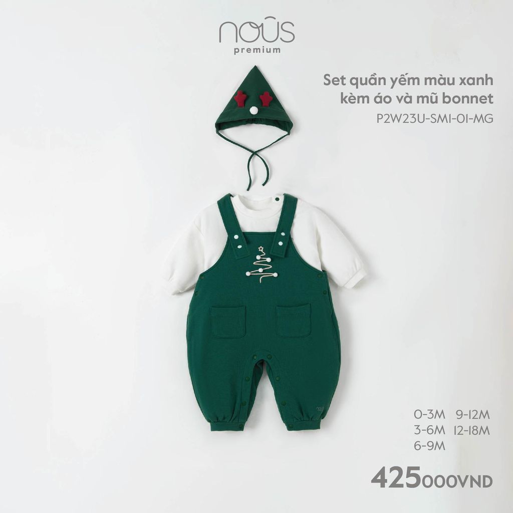 Set quần yếm mũ Noel Nous