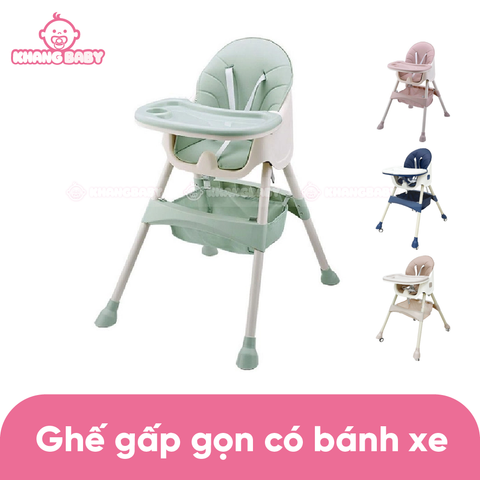 Ghế ăn dặm Honper gấp gọn có bánh xe HP002