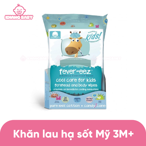 Khăn lau hạ sốt Fever Eez Cool Care 32 tờ 3M+