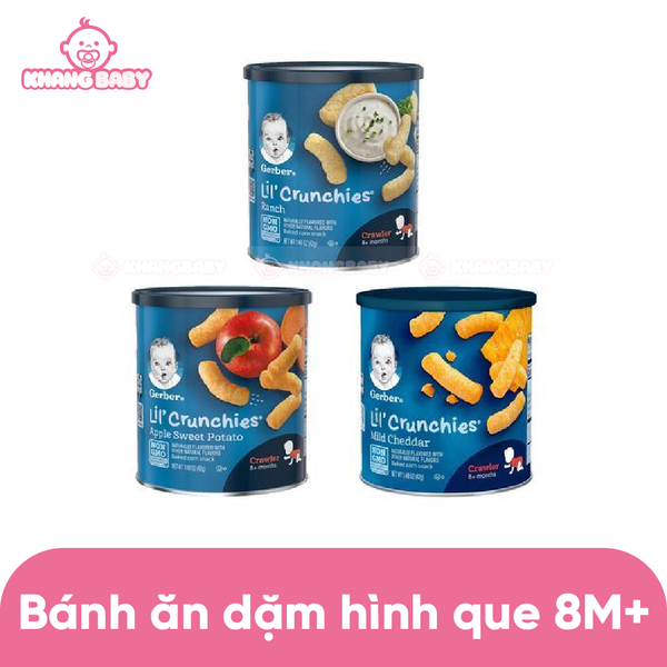 Bánh ăn dặm que Gerber lùn nhiều vị 8M+