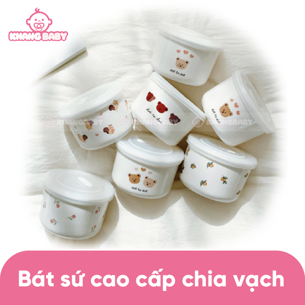 Bát sứ cao cấp có nắp đậy chia vạch INS xuất Hàn các hình