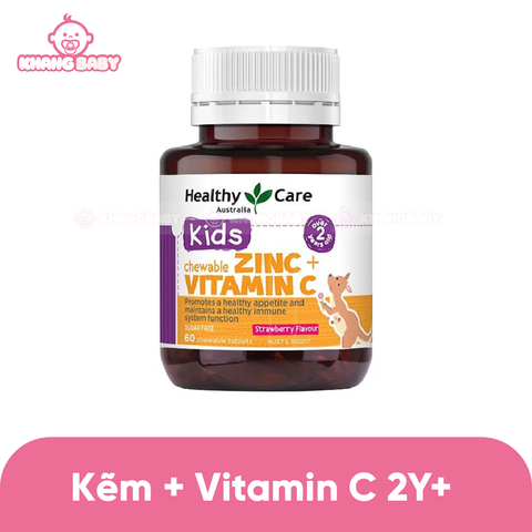 Viên kẽm kèm vitamin C Healthy Care Zinc 60 viên 2Y+