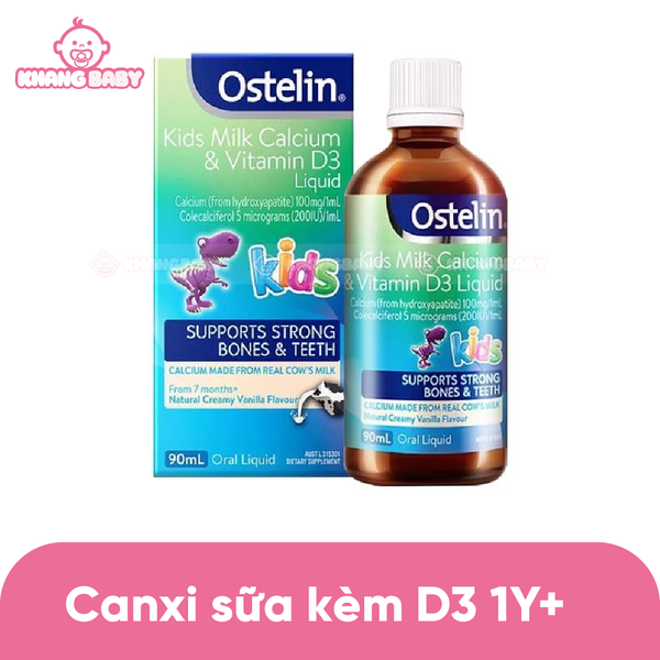 Canxi sữa và vitamin D3 dạng nước Ostelin Úc 7M+