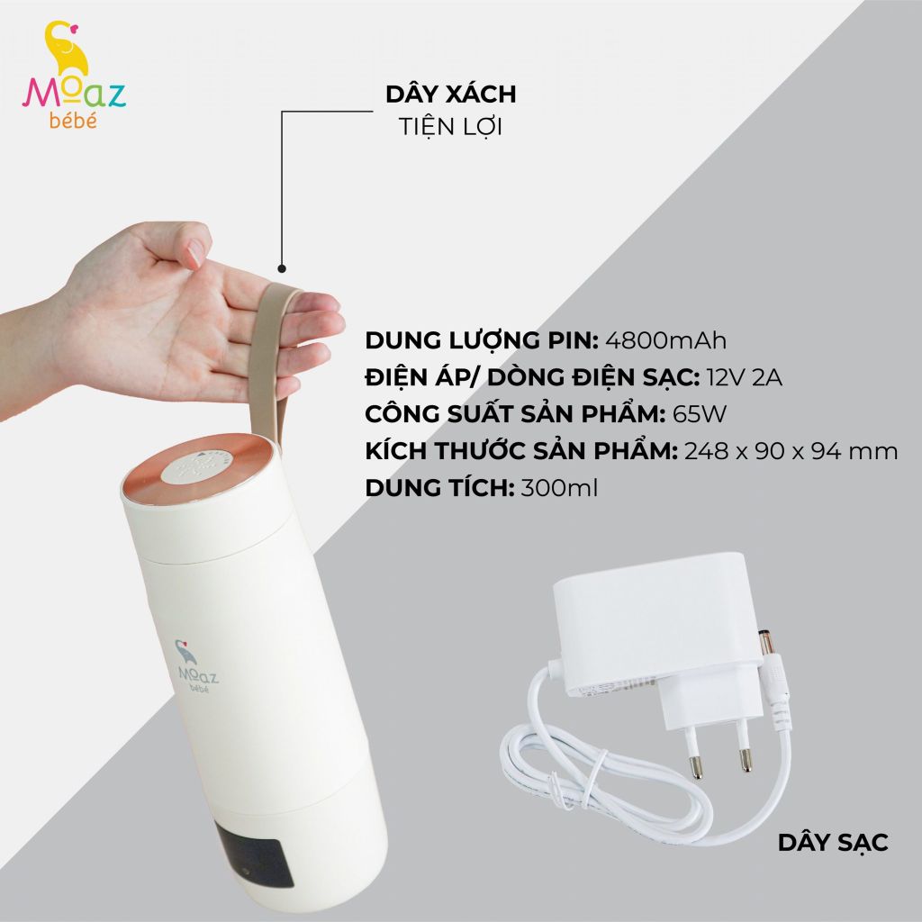 Bình đun nước pha sữa di động Moazbebe MB058