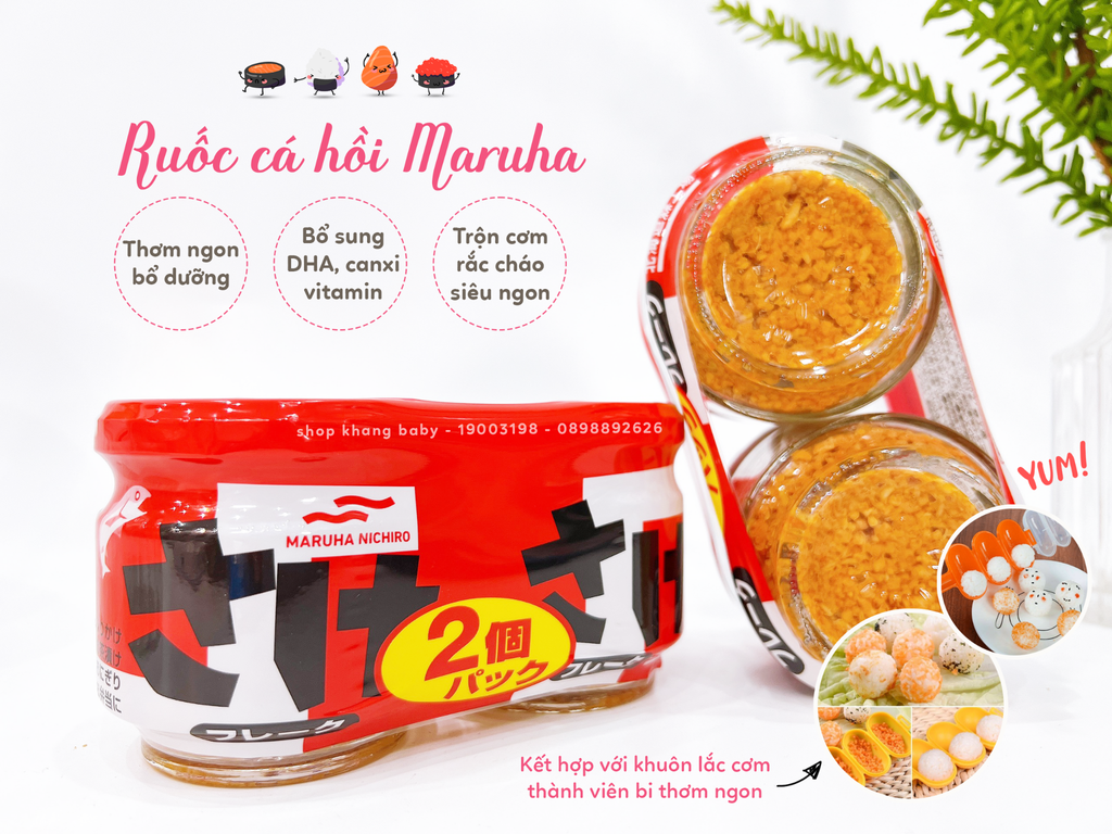 Cặp ruốc cá hồi Maruha Nhật 50g*2 8M+