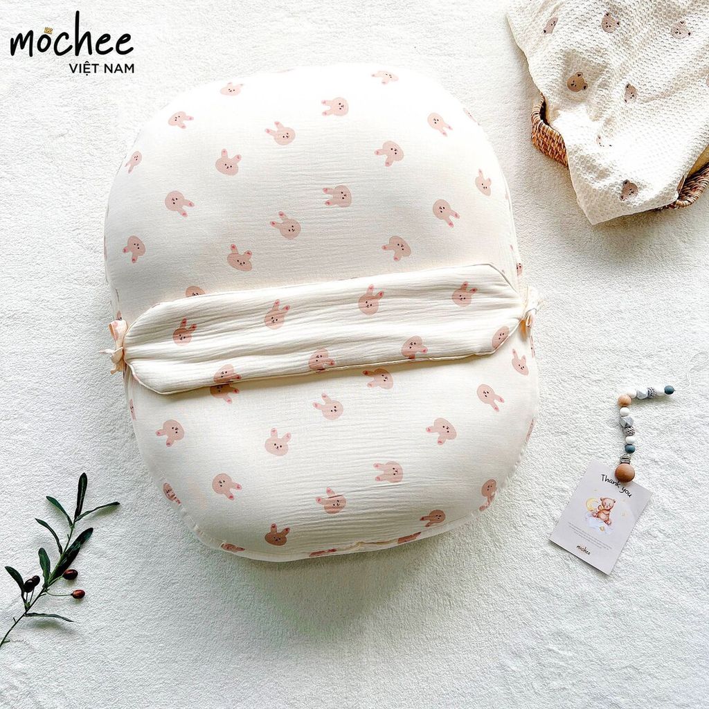 Gối chống trào Mochee vải xô Muslin