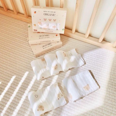 Set 5 Khăn Sữa Sợi Tre Muslin Bunny Organic mềm mại Cho Bé