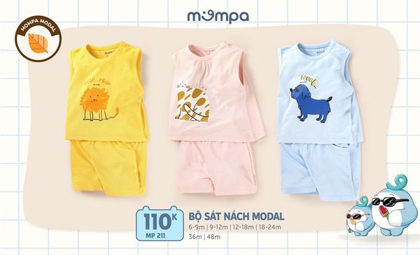 Bộ sát nách MP211 Mompa Vàng size 36M