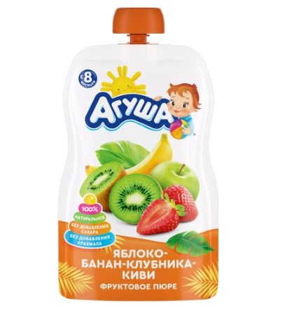 Trái cây nghiền vị táo, chuối, dâu tây và kiwi Agusha (8M+)