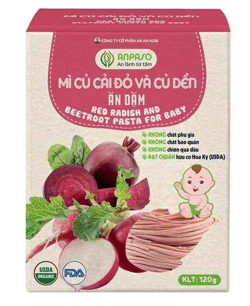 Mì ăn dặm Organic Anpaso củ cải đỏ và củ dền 6M+ (120g)