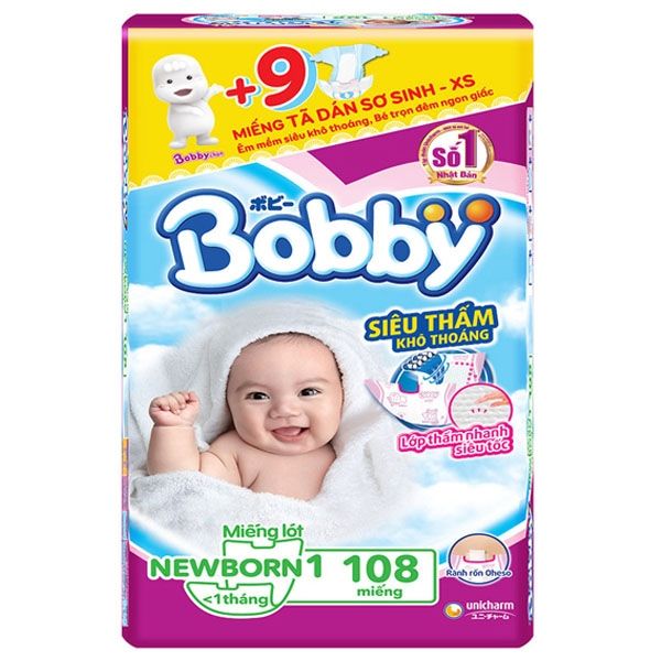 Bỉm Bobby newborn 1 (108 miếng)