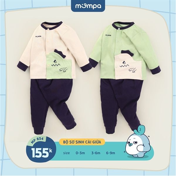 Bộ sơ sinh BT cài giữa Mompa MP834 sz 6-9M