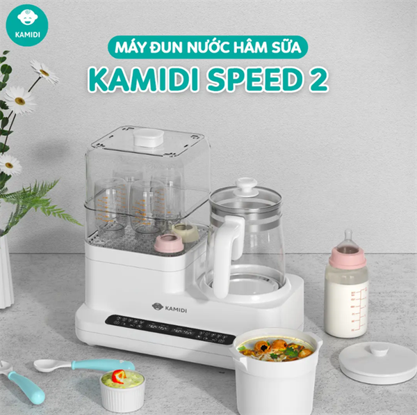 Máy đun nước, hâm sữa kiêm tiệt trùng sấy khô bình sữa đa năng Kamidi Speed 2