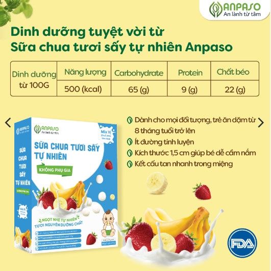 Sữa chua tươi sấy tự nhiên Anpaso Mix vị 8M+ (20g)