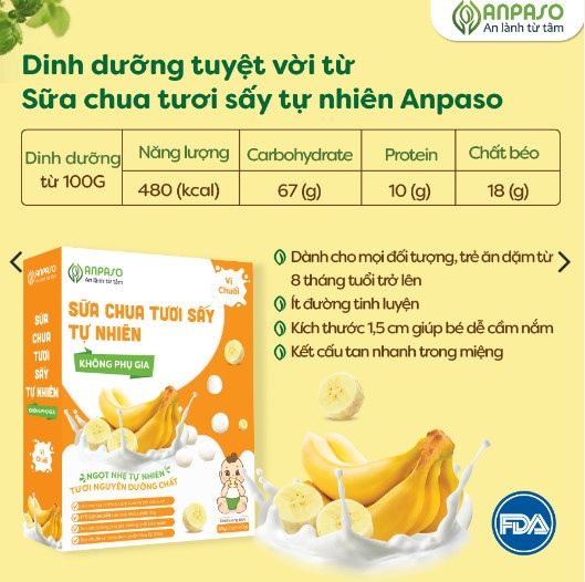 Sữa chua tươi sấy tự nhiên Anpaso vị chuối 8M+ (20g)