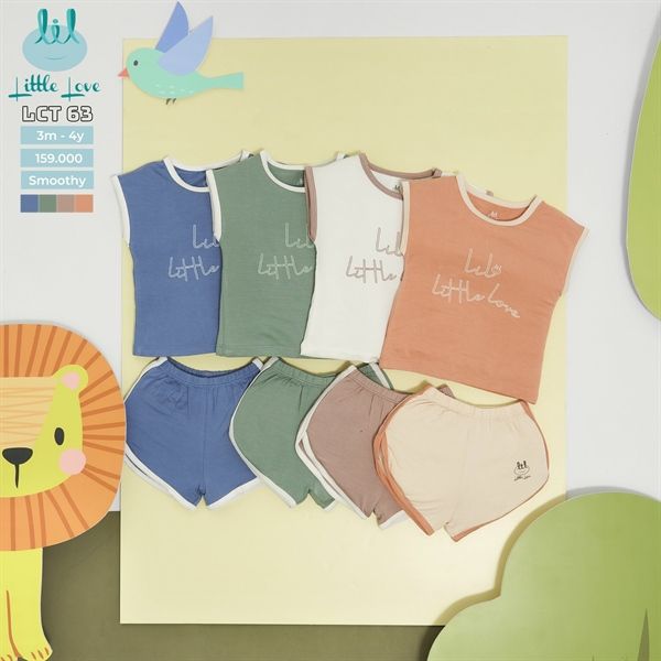 Bộ SS sát nách LCT63 Lil Trắng rêu size 3-6M