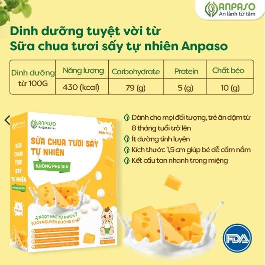 Sữa chua tươi sấy tự nhiên Anpaso vị Phomai 8M+ (20g)