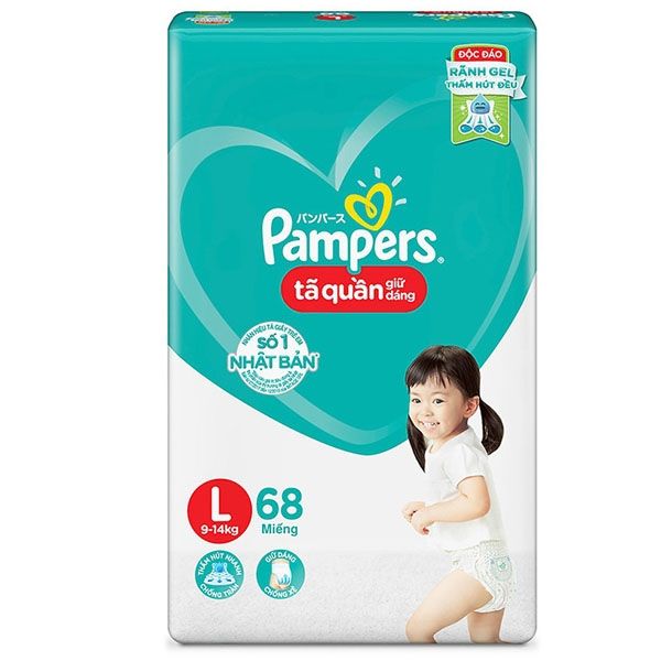 Bỉm Tã quần Pampers L68 (9 - 14kg) size L 68 miếng