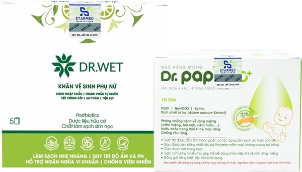 Set quà tặng Dr.Papie (hộp 10g gạc rơ lưỡi + hộp 5g khăn vệ sinh phụ nữ)
